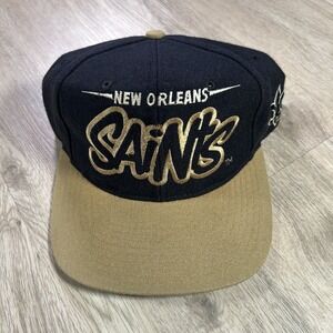 VTG Starter New Orleans Saints Bubble Snapback Hat NFL Black 100% Wool Cap